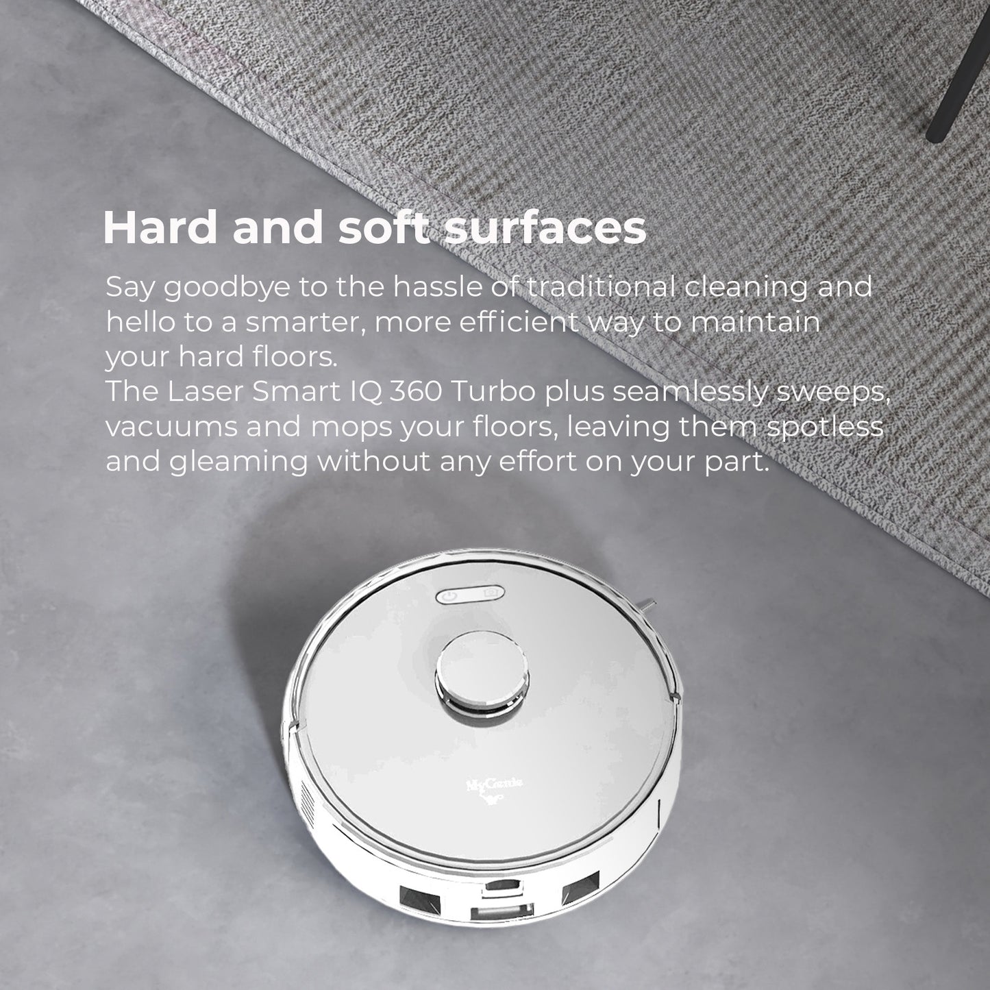 MyGenie Laser IQ360 Turbo+ Total Clean System Robot Vacuum w/ Tower LiDAR White