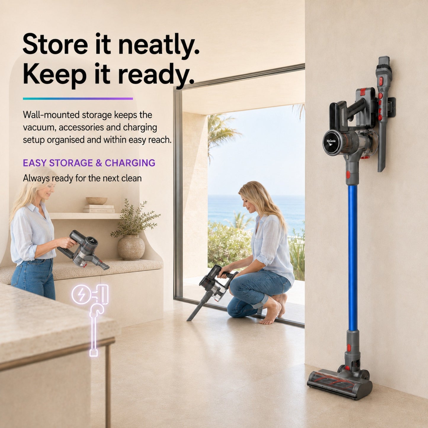 MyGenie Monster Pro Cordless Stick Vacuum & Mop, HEPA, Powerful Suction