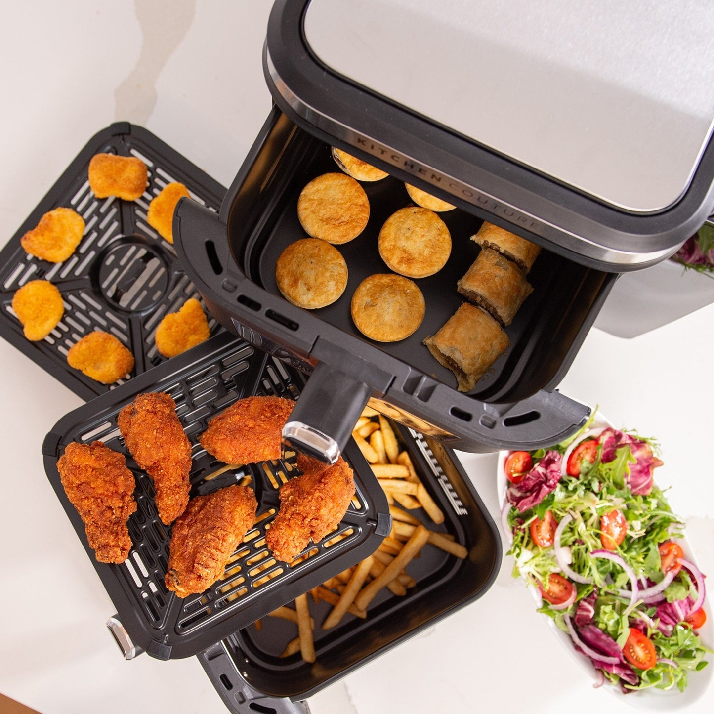 Kitchen Couture Dual Drawer Vertex Air Fryer 11L – Compact Stacked Design for Family Kitchens