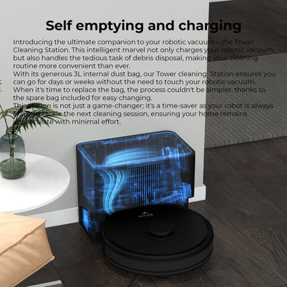 MyGenie Laser Smart IQ720+ Robot Vacuum + LiDAR Tower Dock