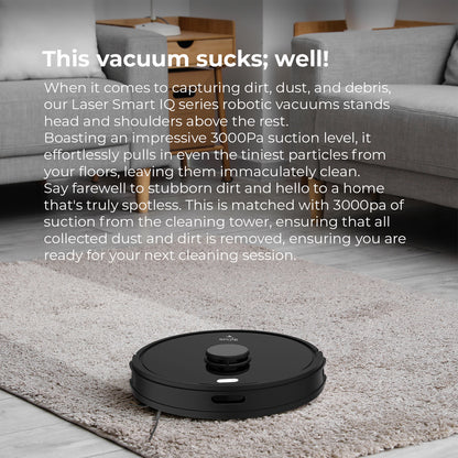 MyGenie Laser IQ360 Turbo+ Robot Vacuum & Mop, LiDAR Tower Dock, HEPA