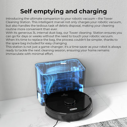 MyGenie Laser IQ360 Turbo+ Robot Vacuum & Mop, LiDAR Tower Dock, HEPA