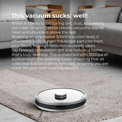 MyGenie Laser IQ360 Turbo+ Robot Vacuum & Mop, LiDAR Tower Dock, HEPA