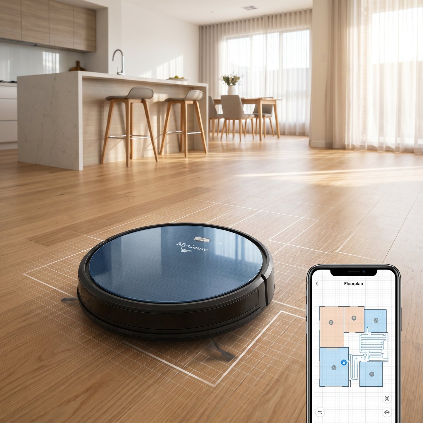 MyGenie Xsonic V5 Max Hydro 3-in-1 Robot Vacuum & Mop, WiFi App Control