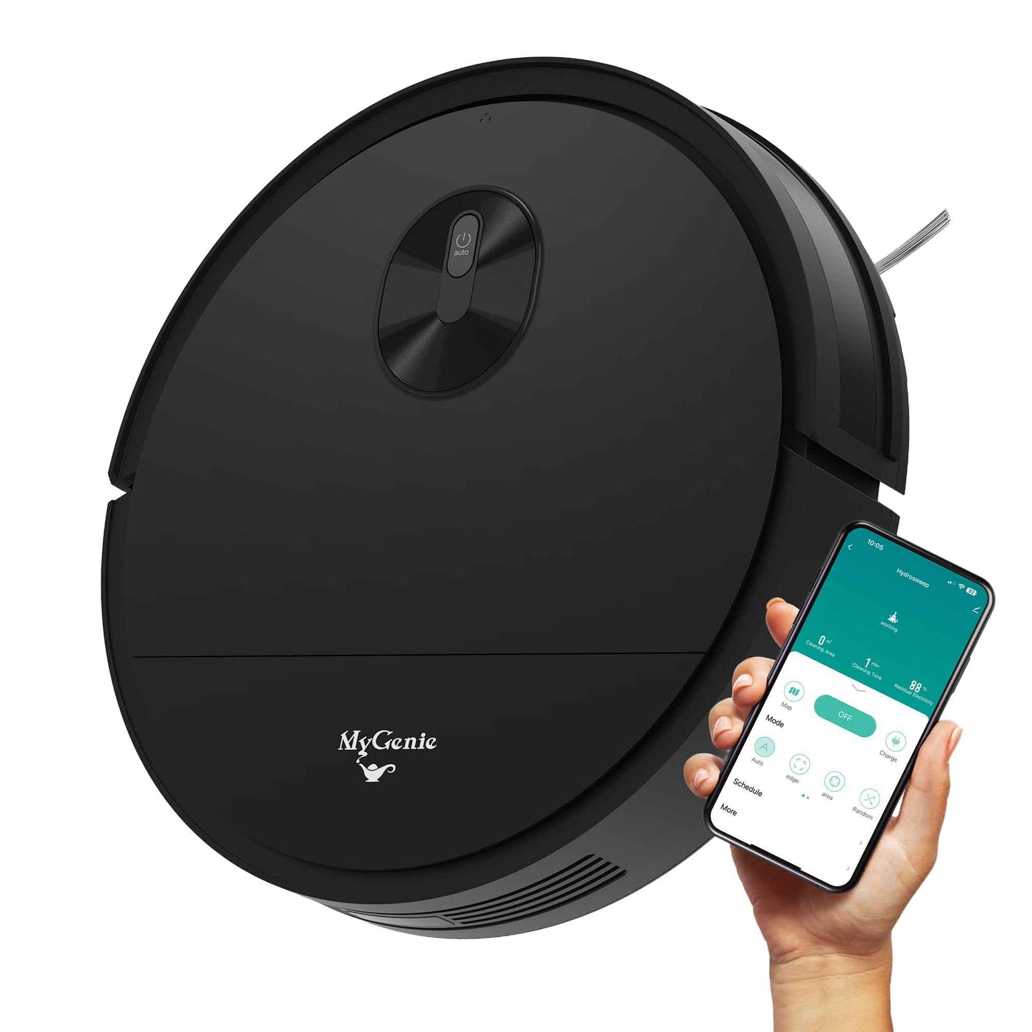 MyGenie Vortex 3-in-1 Slim 80mm Robot Vacuum & Mop, 2500Pa, Wi-Fi, HEPA