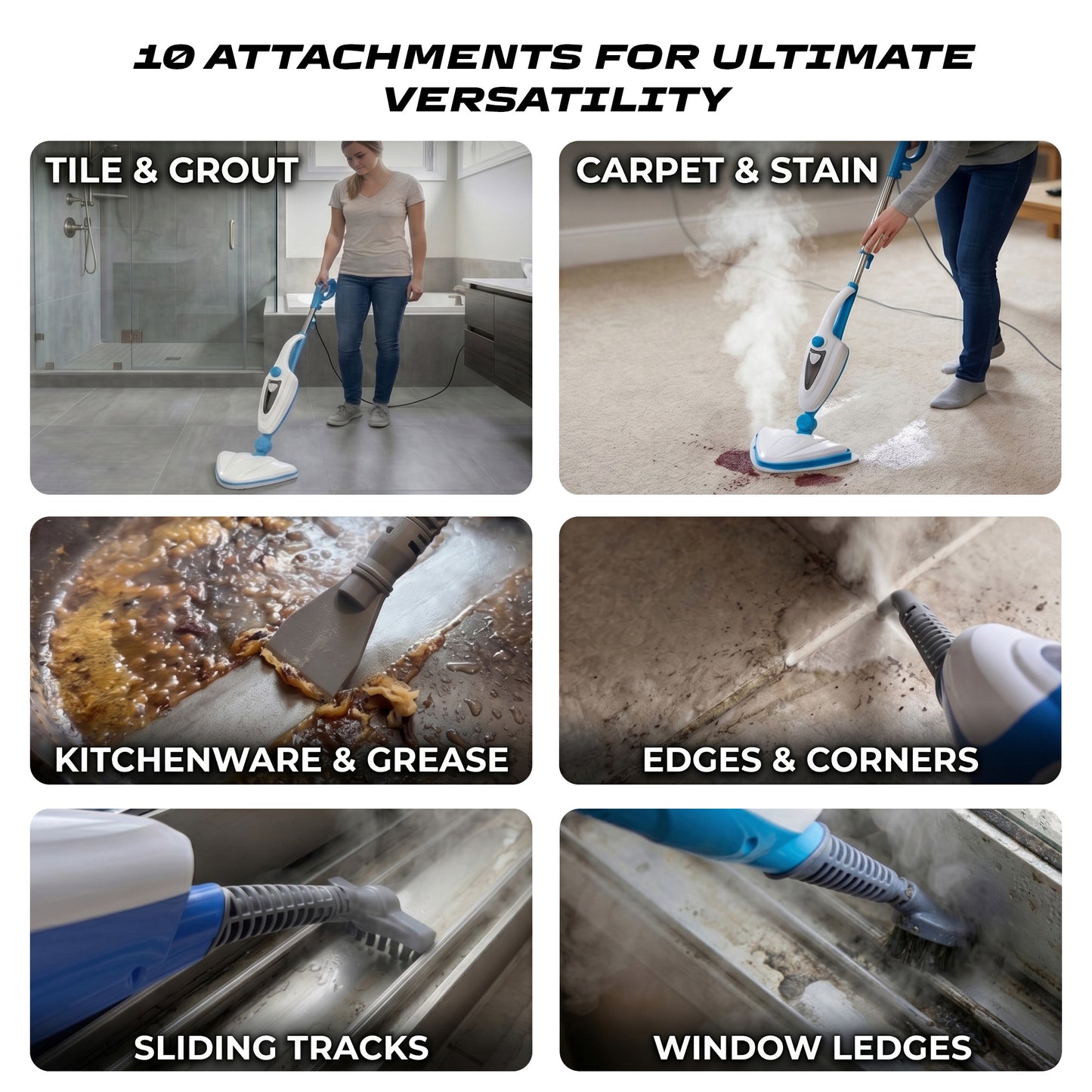 MyGenie Vortex 10-in-1 Steam Mop, 1400W Multi-Surface Cleaner & Handheld Steamer