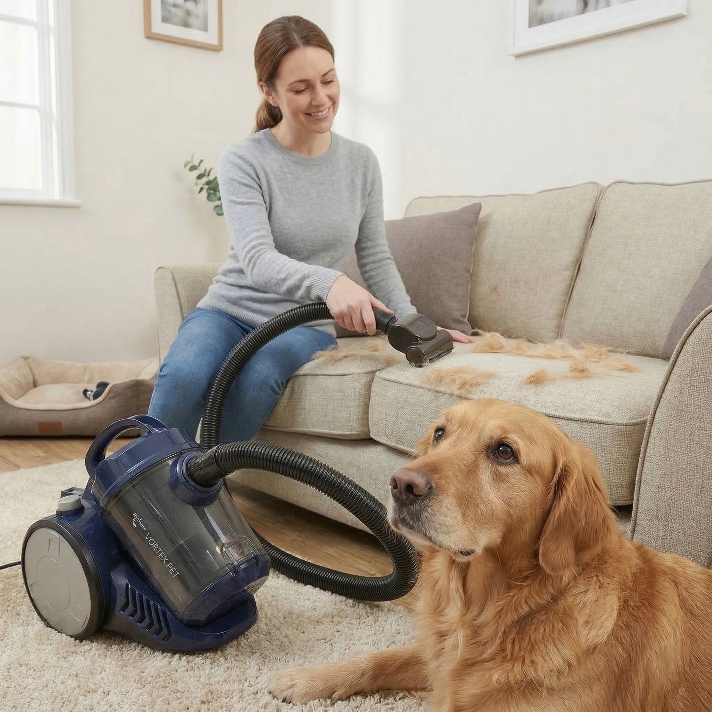 MyGenie Vortex Pet 1000W Canister Vacuum, HEPA, Strong Suction, Pet Hair