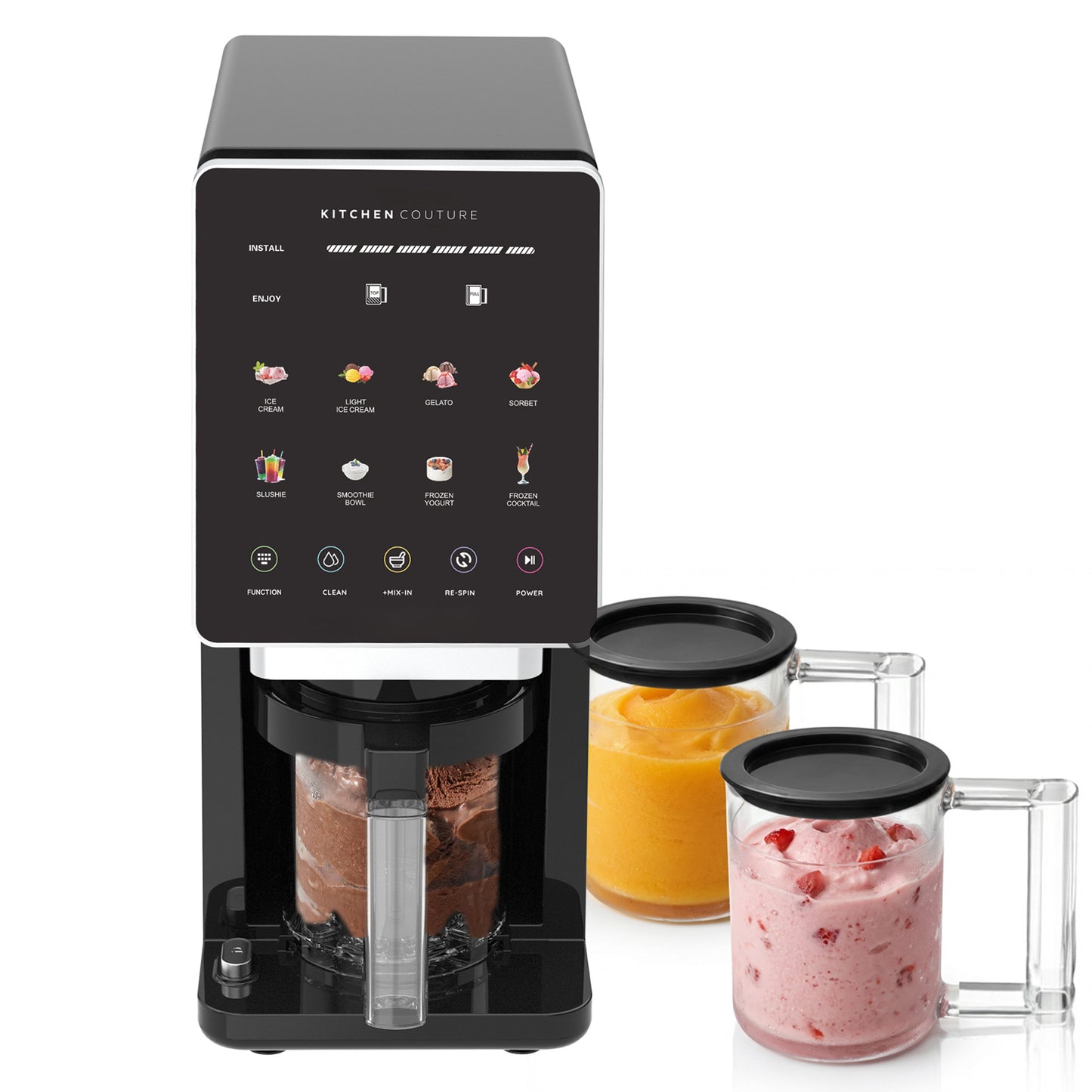 Kitchen Couture Whippi Ice Cream & Sorbet Maker, 3 Prep Pots, 800W Motor