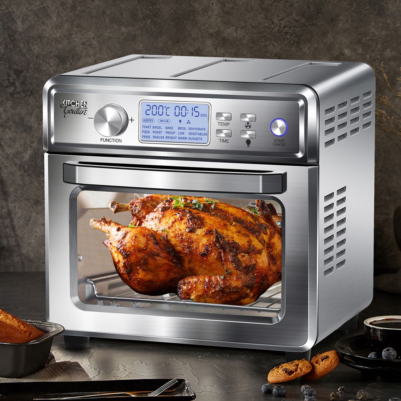 Kitchen Couture Air Fryer 24 Litre Stainless Steel Multifunctional LCD Digital Display