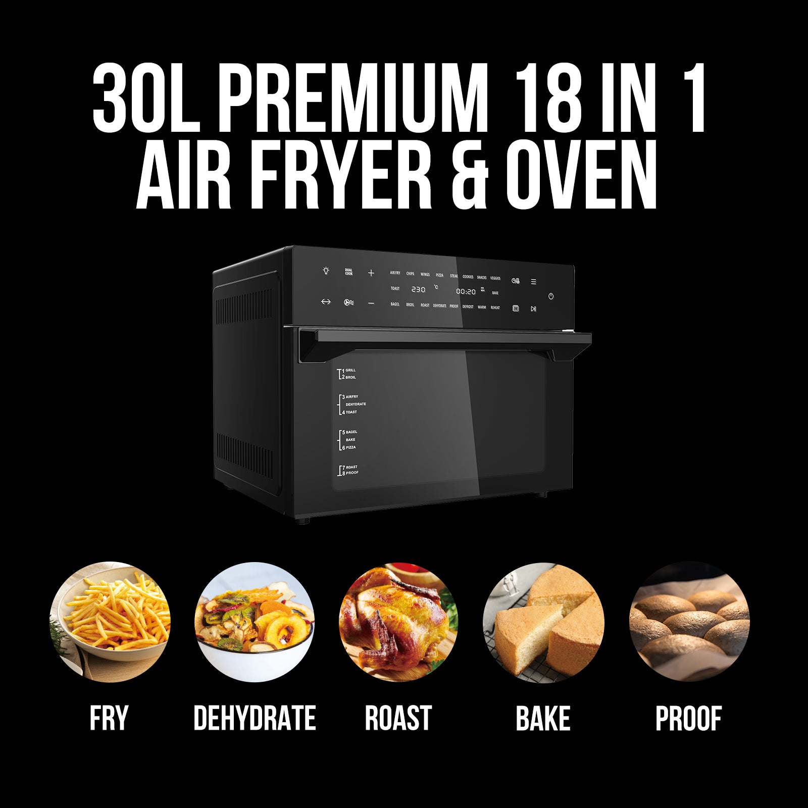 Kitchen Couture 30 Litre Air Fryer Oven 18 Presets 5-in-1 Multifunctional