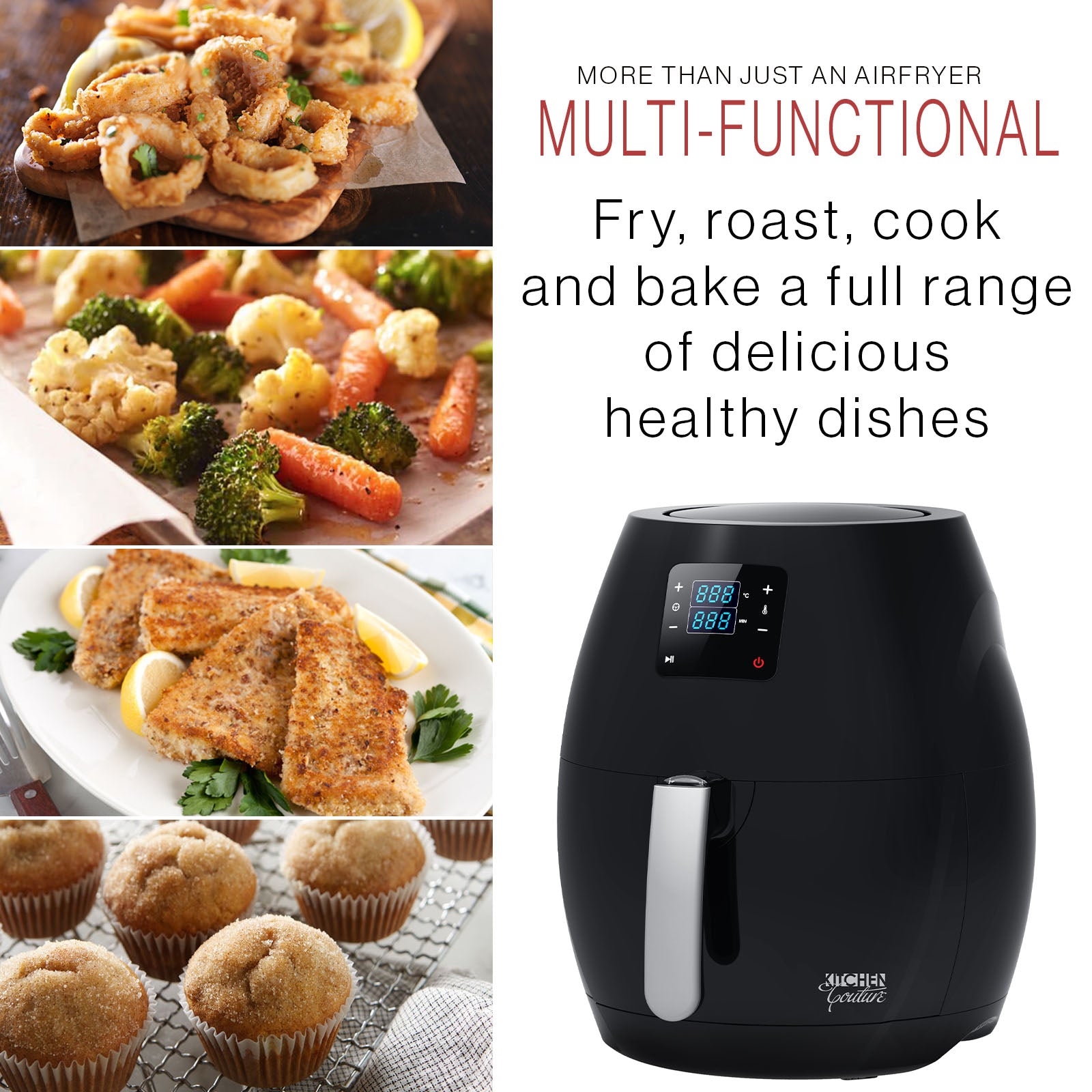 Kitchen Couture 7L Air Fryer Digital Low Fat Oil Free Rapid Healthy Deep Cooker